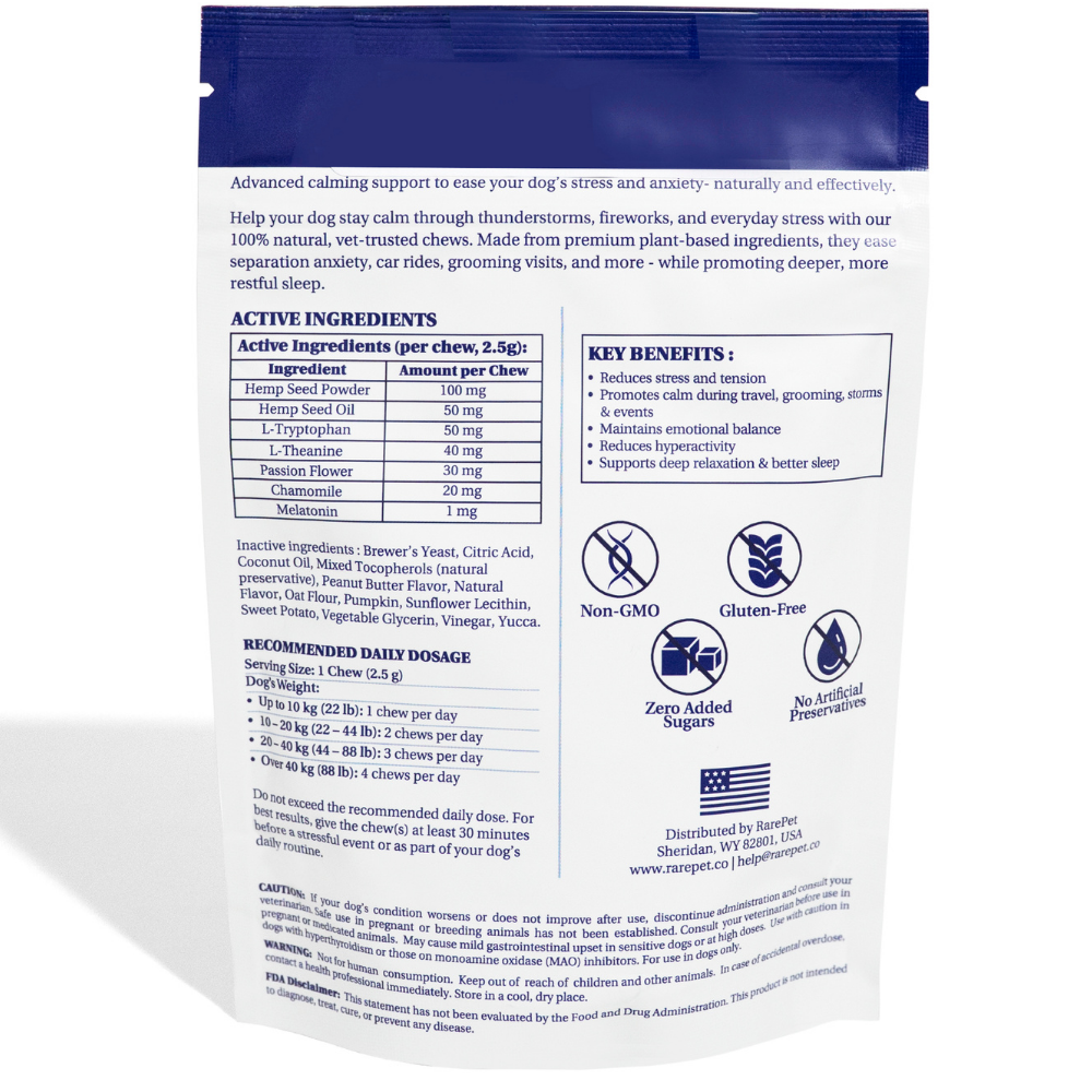 Natural Calming Chews for Dogs - Daily Anxiety & Stress Relief